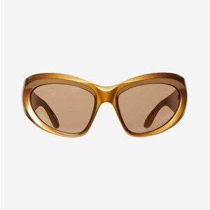 NEW BALENCIAGA CAT EYE SUNGLASSES BALENCIAGA BB0228S 004 GOLD BROWN EYEWEAR